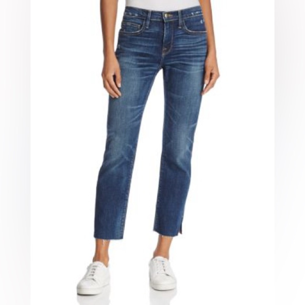 Frame Le Boy Raw Edge Blue Cropped Denim Jeans Size 27